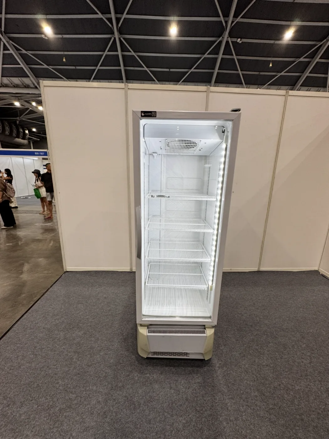 AANRS drink chiller rental Singapore, Panasonic 330L Glass Display 1 Door Drink Chiller, in use at a real Singapore event