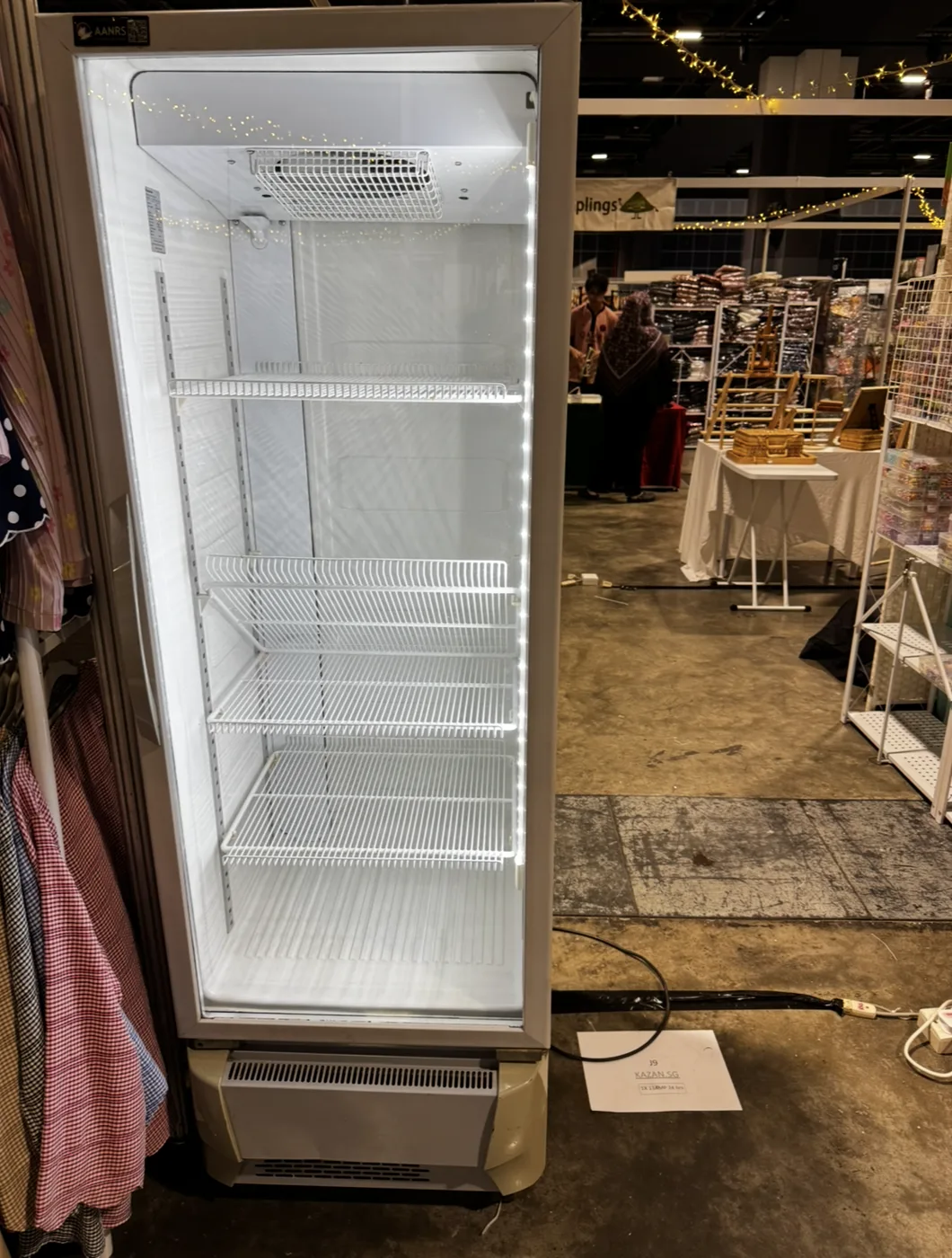 AANRS drink chiller rental Singapore, Panasonic 330L Glass Display 1 Door Drink Chiller, in use at a real Singapore event
