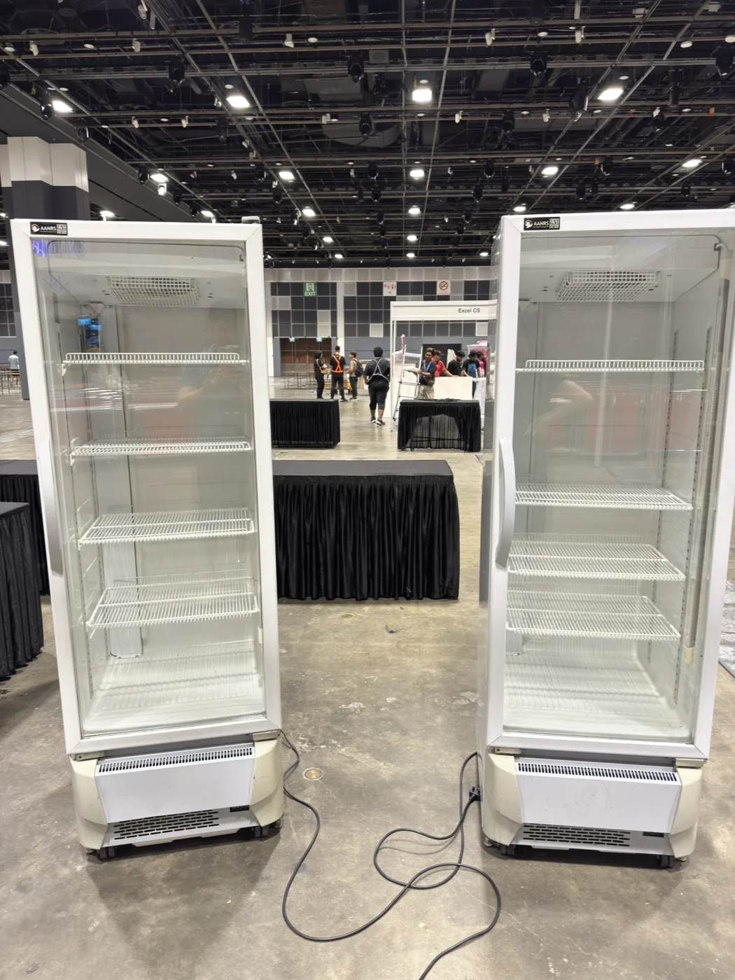 AANRS drink chiller rental Singapore, Panasonic 330L Glass Display 1 Door Drink Chiller, in use at a real Singapore event