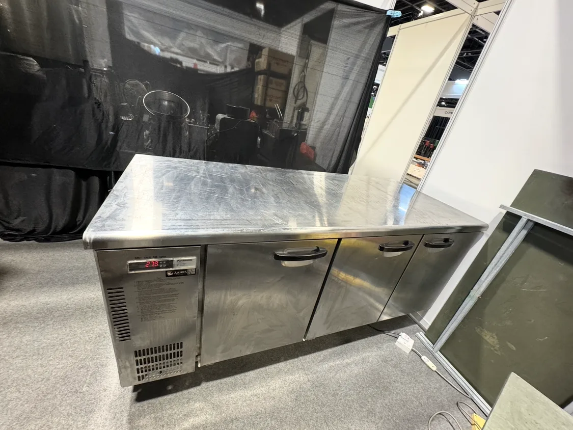 AANRS undercounter chiller rental Singapore, Panasonic SUR-1871HP 1.8M 3-Door Undercounter Chiller, in use at a real Singapore event