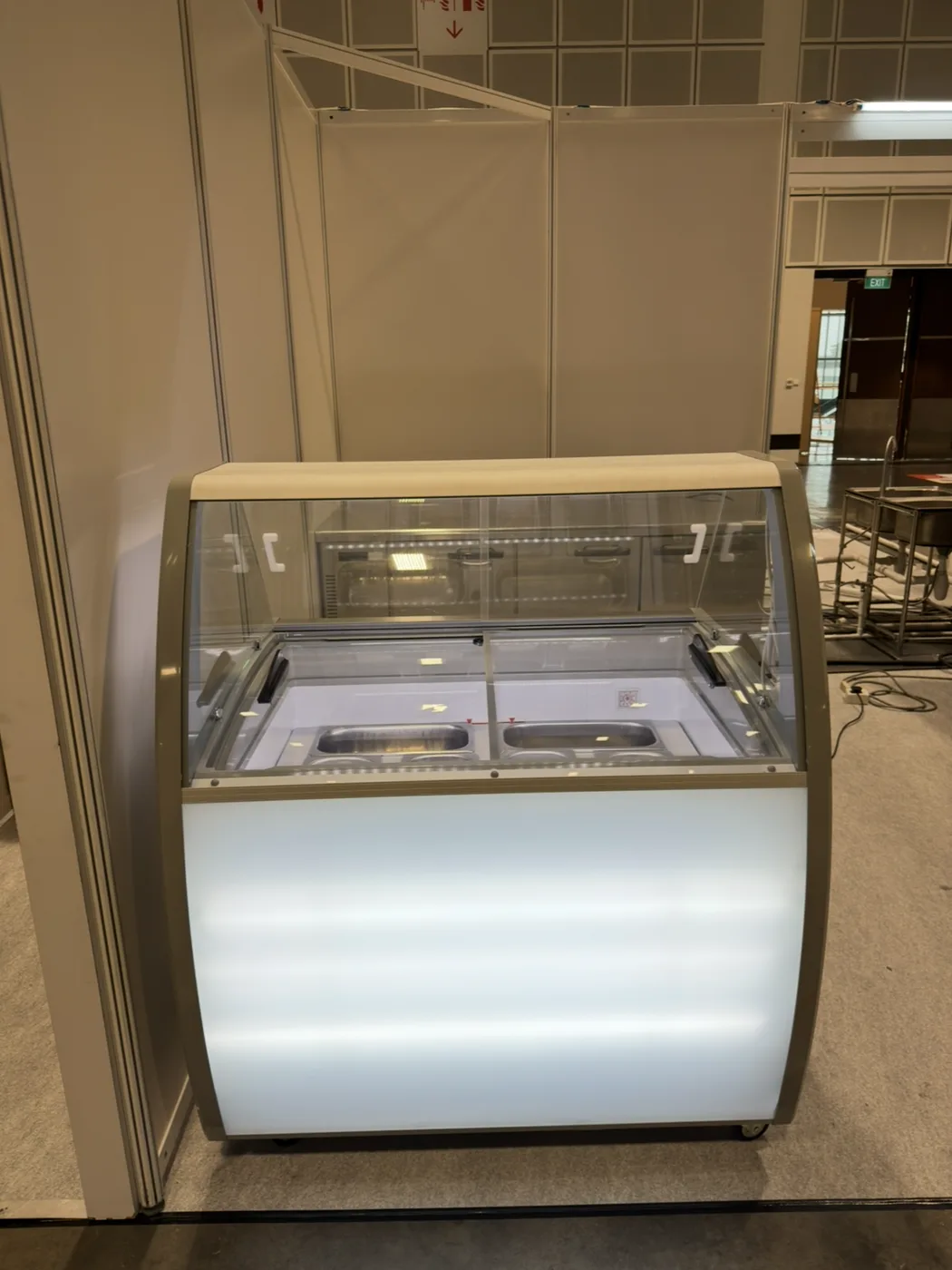 Gelato Display Dual Door Freezer 6 Tub (Indoor / Outdoor Event) in use at a real event