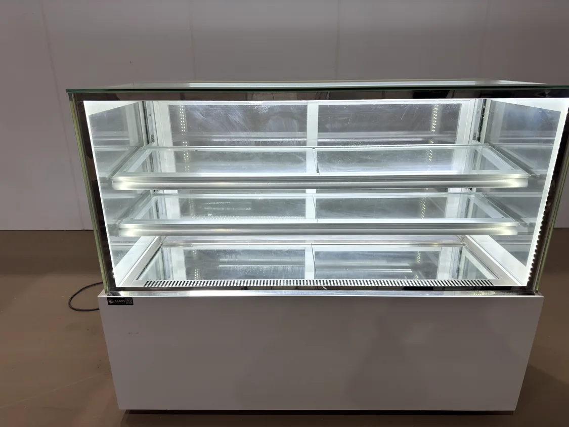 Kojima Three-Layer Cake Display Chiller B150L3-W-C (White LED / 150cm / White Finishing) in use at a real event