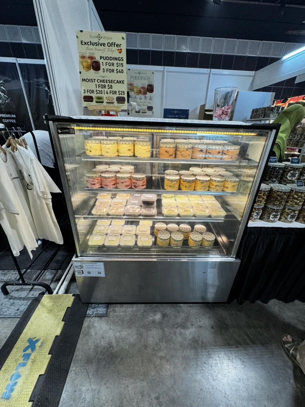 Kojima Four-Layer Cake Display Chiller B120L4-S-W (Warm LED / 120cm / Steel Finishing) in use at a real event
