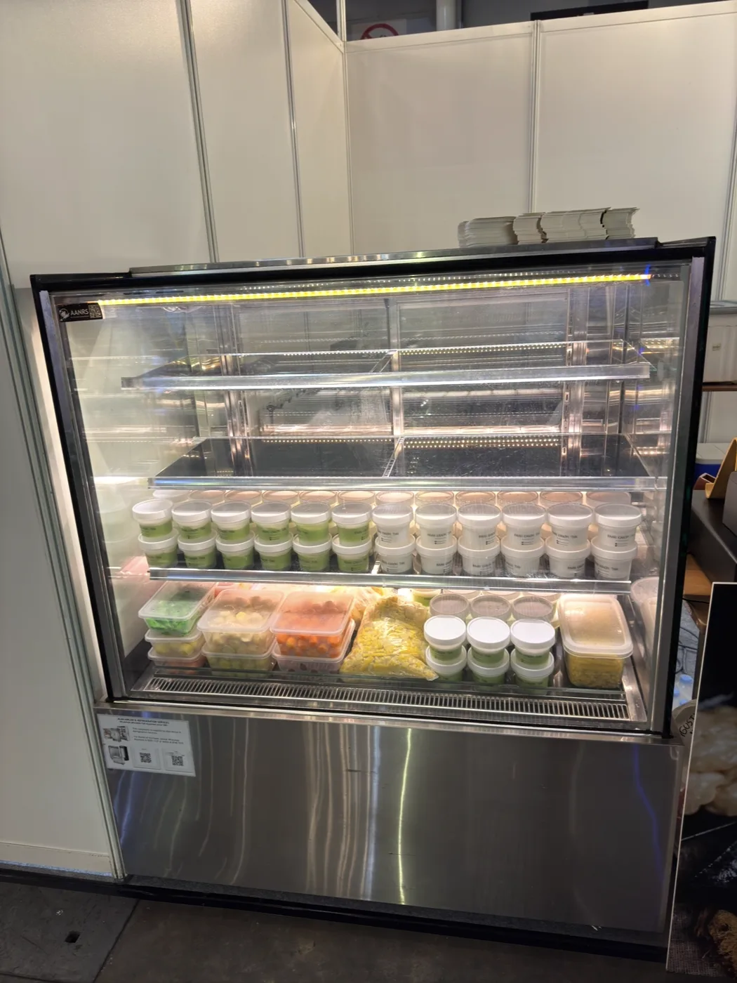 Kojima Four-Layer Cake Display Chiller B120L4-S-W (Warm LED / 120cm / Steel Finishing) in use at a real event