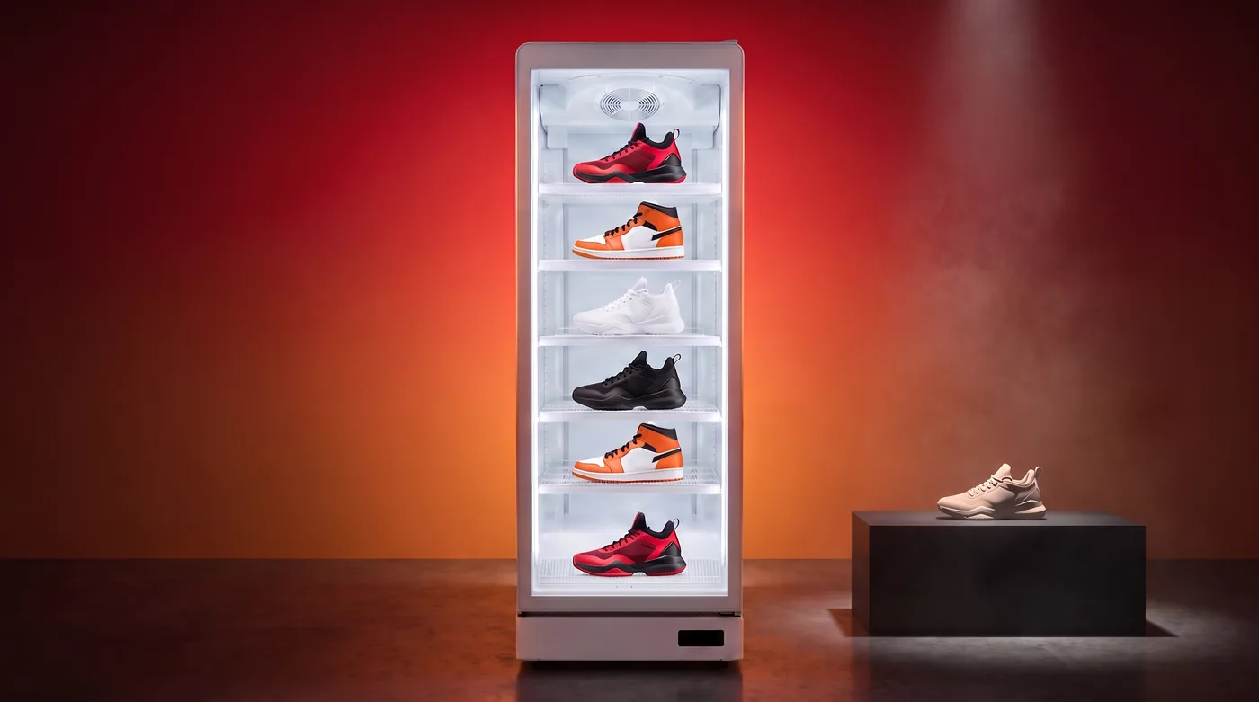 AANRS drink chiller rental Singapore, Kojima 500L wrapped for a sneaker launch